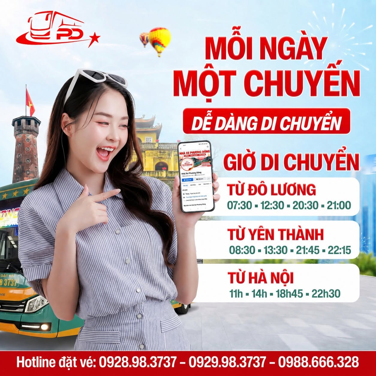 MỖI NGÀY MỘT CHUYẾN - DỄ DÀNG DI CHUYỂN CÙNG PHƯƠNG ĐÔNG